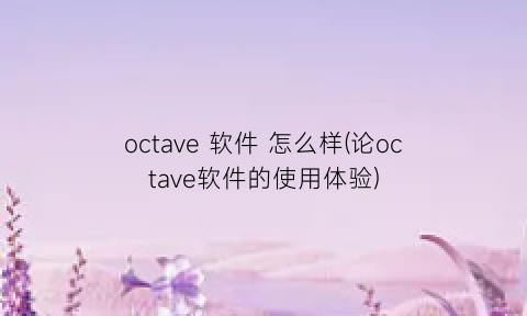 octave软件怎么样(论octave软件的使用体验)